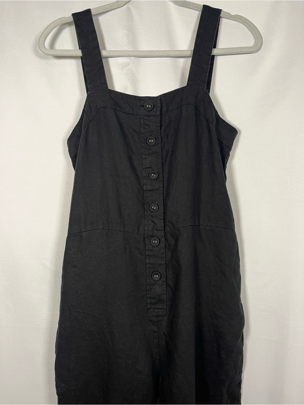 Everlane black 100% linen picnic cropped wide leg jumpsuit size 4 - Picture 4 of 9